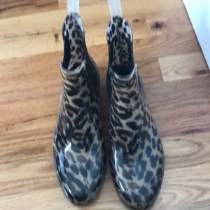 J. Crew Leopard Chelsea Ankle Rainboots